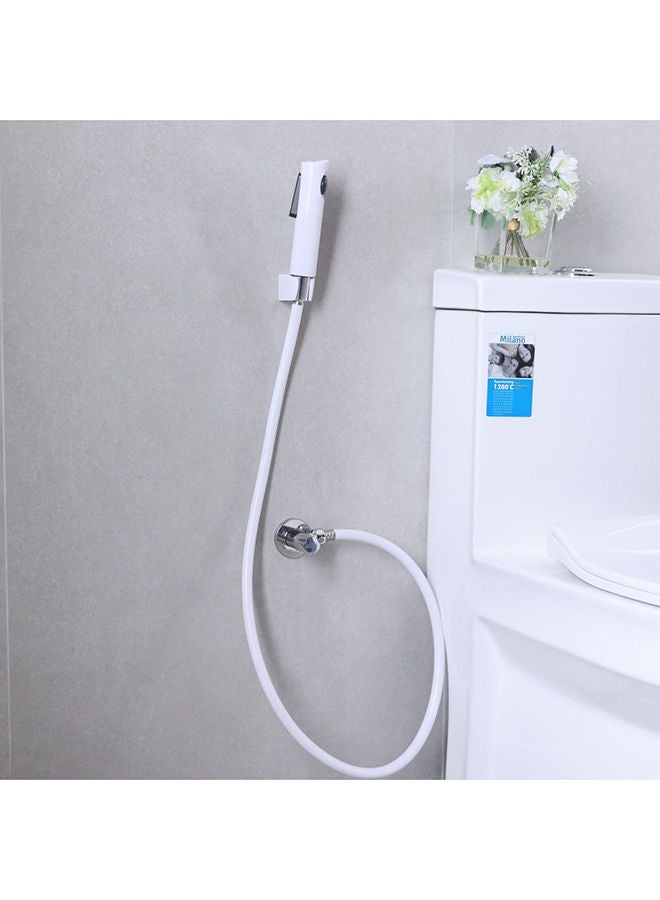 milano Phantom Shattaf Set With Matte Color, Acrylic Shattaf for Toilets, Bathroom, Lavatory White - Image 1