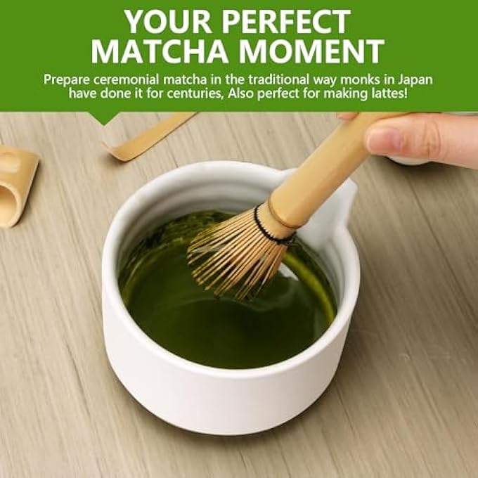 NALACAL خفاقة ماتشا مصنوعة يدويًا من الخيزران مع حقيبة، أداة تحريك ماتشا يابانية تقليدية، ملحق أداة خلط شاي ماتشا من الخيزران العضوي المتين والمستدام - Image 4