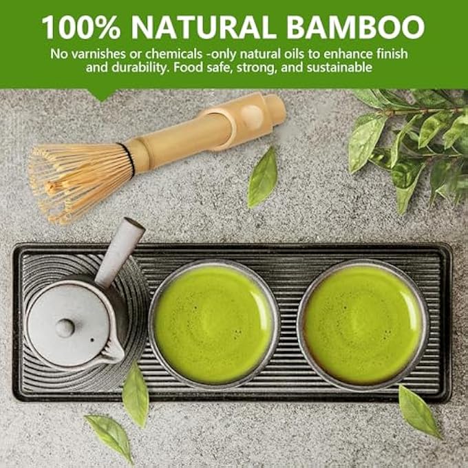 NALACAL خفاقة ماتشا مصنوعة يدويًا من الخيزران مع حقيبة، أداة تحريك ماتشا يابانية تقليدية، ملحق أداة خلط شاي ماتشا من الخيزران العضوي المتين والمستدام - Image 3