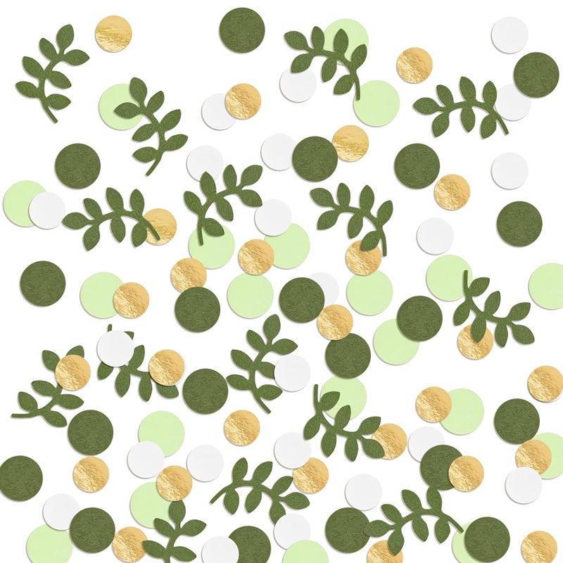 Letjolt 210 Pcs Baby Shower Confetti Greenery Glitter Table Decorations Eucalyptus Golden Scatter Country NatureTheme Party StPatricks Day Wedding Christmas Supplies - Image 2