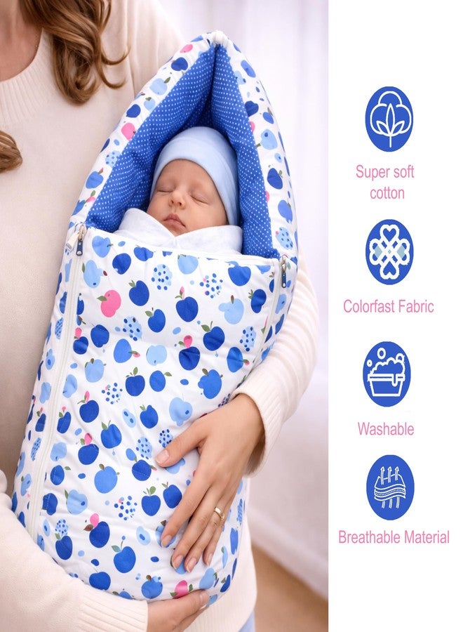 Fareto Combo of Baby Bed with Net | Carry Bag | 4 Pcs Bedding Set (0-6 Months, Baby Size, Cotton) (Blue Apple) - Image 4