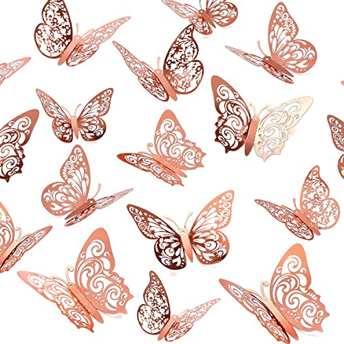 SpecialYou.in Special You 3D Rose Gold Butterflies Wall Stickers for Home Decoration, Kids Room, Living Room, Bedroom, Wall Art Decoration- Pack of 24 Pcs - Image 1