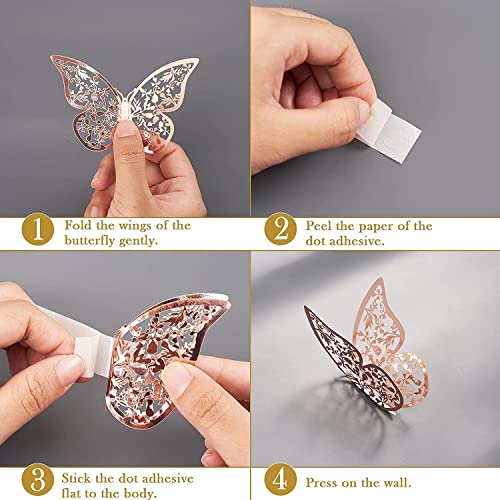 SpecialYou.in Special You 3D Rose Gold Butterflies Wall Stickers for Home Decoration, Kids Room, Living Room, Bedroom, Wall Art Decoration- Pack of 24 Pcs - Image 4