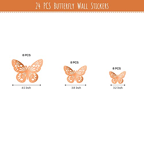 SpecialYou.in Special You 3D Rose Gold Butterflies Wall Stickers for Home Decoration, Kids Room, Living Room, Bedroom, Wall Art Decoration- Pack of 24 Pcs - Image 3