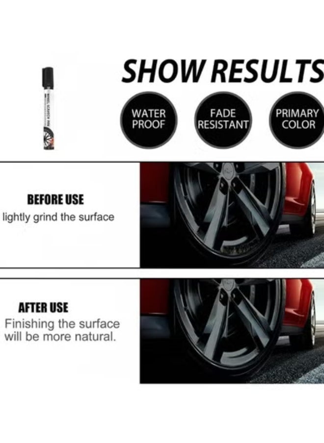 Alloy Wheel Repair Paint Pen, Black Scratch & Curb Rash Remover for Car Rims | Waterproof, Fast-Drying Touch-Up Pen for Metal Alloy Rims | DIY Car Rim Scratch Repair Kit - Image 4