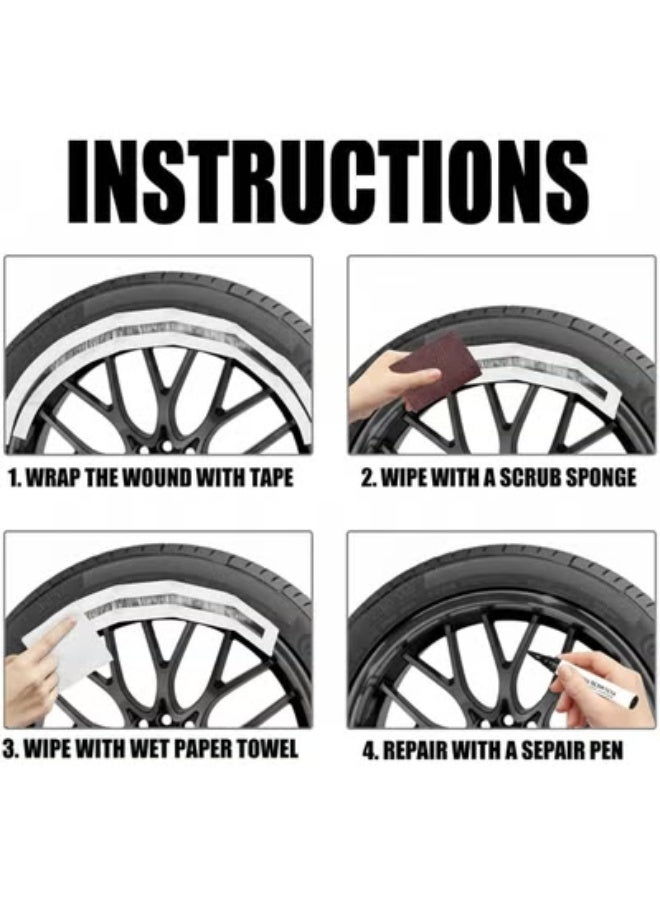 Alloy Wheel Repair Paint Pen, Black Scratch & Curb Rash Remover for Car Rims | Waterproof, Fast-Drying Touch-Up Pen for Metal Alloy Rims | DIY Car Rim Scratch Repair Kit - Image 5