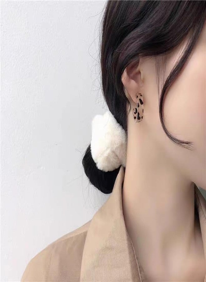 POYAMUSE Leopard Print Acrylic Hoop Earrings for Women - Acrylic Tortoise Shell Hoop Earrings Lightweight C Shape Earrings - Leopard Print - Image 3