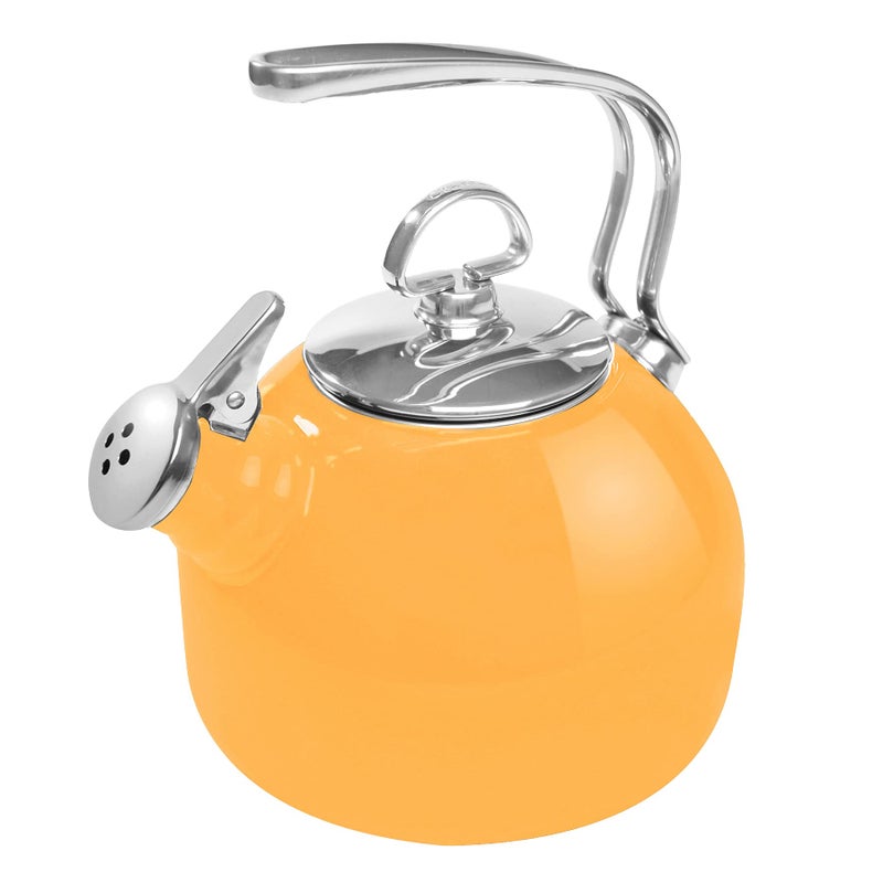 Chantal Chantal Classic Teakettle 18 QT Enamel On Steel 2Tone Harmonica Whistle Rapid Boil and Even Heating Marigold 