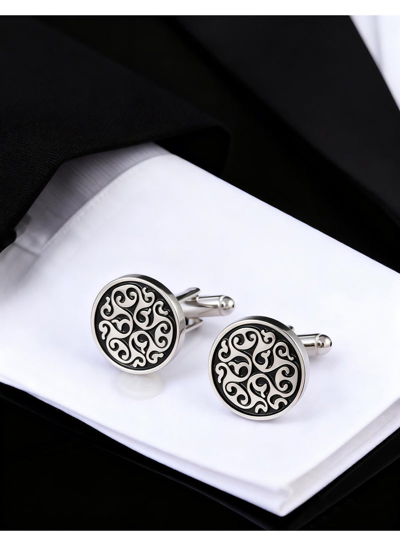 HomeNoor Vintage Engraved Scrollwork Cufflinks, Elegant Formal French Cufflinks for Business, Wedding and Daily Wear, Stylish Shirt Cuff Links for Special Events, Perfect Gift  Idea for Men & Women - Image 3