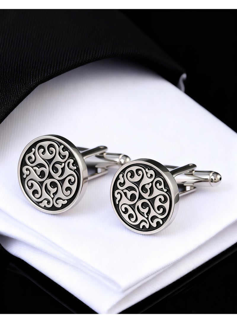 HomeNoor Vintage Engraved Scrollwork Cufflinks, Elegant Formal French Cufflinks for Business, Wedding and Daily Wear, Stylish Shirt Cuff Links for Special Events, Perfect Gift  Idea for Men & Women - Image 1