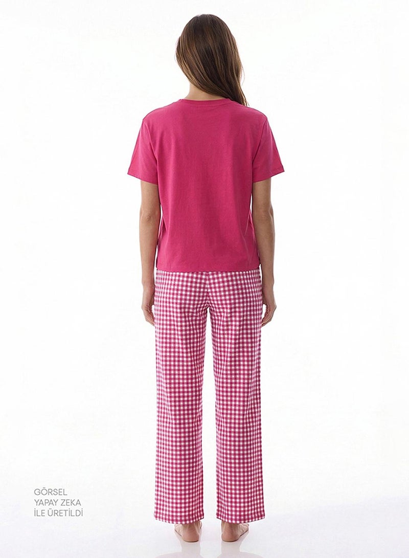 Penti Women's Cotton Lounge Cozy Heart Shorts Sleeve Pajama Set - Fuchsia - Image 3