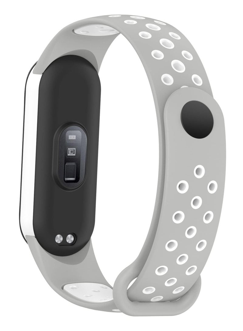 Strap for Xiaomi Mi Band 5/6 Women Men Armband, Two Colours Breathable Adjustable Soft Silicone Replacement Strap (Grey/White) - Image 2