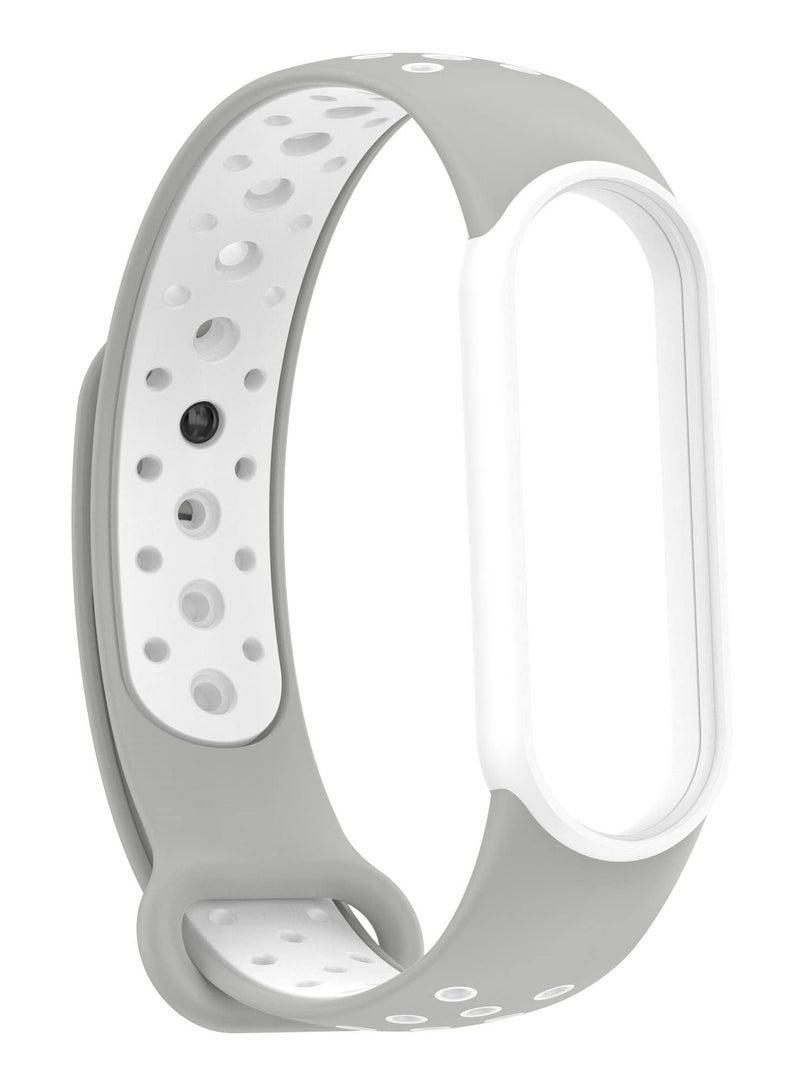 Strap for Xiaomi Mi Band 5/6 Women Men Armband, Two Colours Breathable Adjustable Soft Silicone Replacement Strap (Grey/White) - Image 4