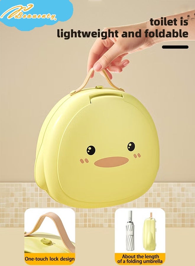 Beauenty Portable Baby Potty Seat, Kids Training Toilet Chair, Folding Children Travel Potty, Baby Potty Training Seat for Travel, Car Camping, with 20pcs Clean Bag and a Storage Bag, Cute Duck Shape - Image 4