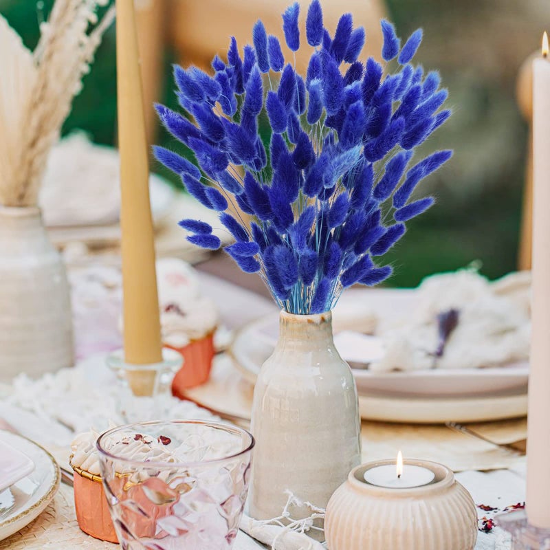 Uieke 17â€™â€™ Natural Bunny Tails Dried Flowers, 120 Pcs Dried Lagurus Ovatus, Dried Blue Pampas Grass Decor for Farmhouse Flower Arrangements Wedding Home Party Decorations - Image 3