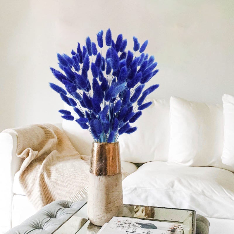 Uieke 17â€™â€™ Natural Bunny Tails Dried Flowers, 120 Pcs Dried Lagurus Ovatus, Dried Blue Pampas Grass Decor for Farmhouse Flower Arrangements Wedding Home Party Decorations - Image 5