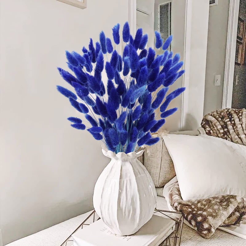 Uieke 17â€™â€™ Natural Bunny Tails Dried Flowers, 120 Pcs Dried Lagurus Ovatus, Dried Blue Pampas Grass Decor for Farmhouse Flower Arrangements Wedding Home Party Decorations - Image 2