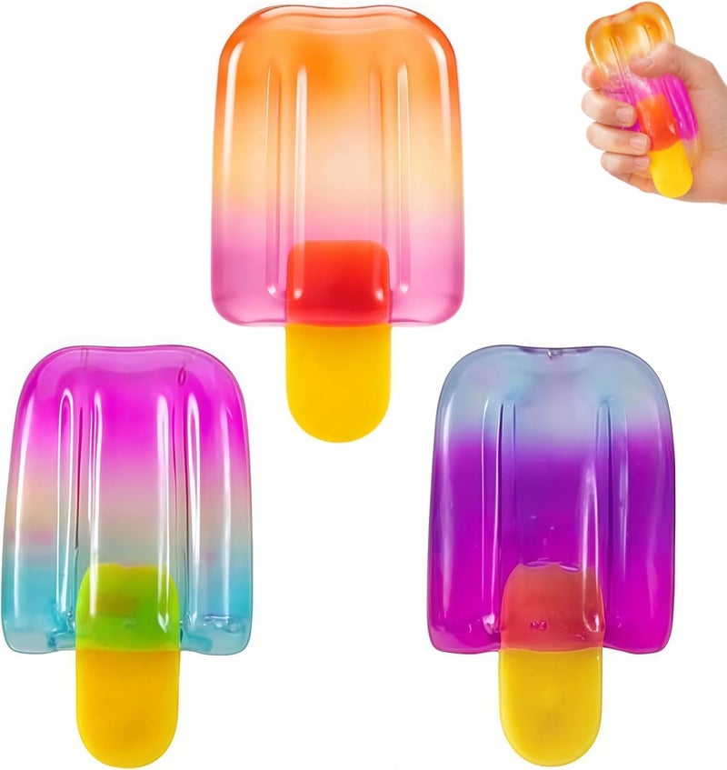 3 Pcs Fruit Ice Cream Squeeze Squishy Toy Set - Soft Sensory Fidget Toy for Kids and Adults - Image 1