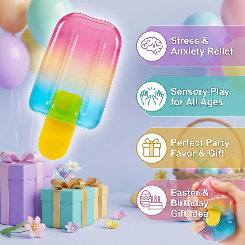 3 Pcs Fruit Ice Cream Squeeze Squishy Toy Set - Soft Sensory Fidget Toy for Kids and Adults - Image 2
