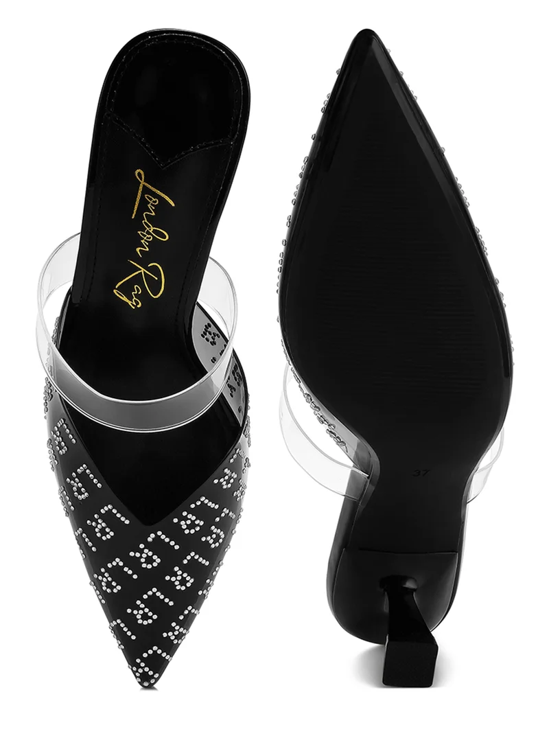 London Rag Pointed Toe Kitten Heels in Black