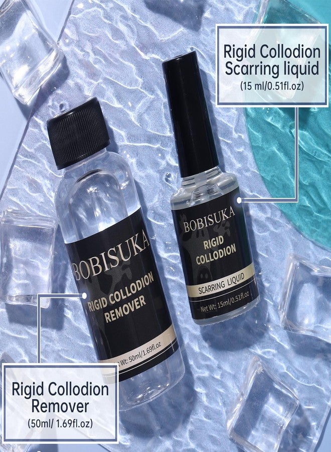BOBISUKA Rigid Collodion with Brush & Remover Makeup Set Professional Scarring Liquid For Special Effects Makeup Kit, Face Body Realistic SFX Scar Makeup for Halloween Costume Cosplay Film Stage - Image 2