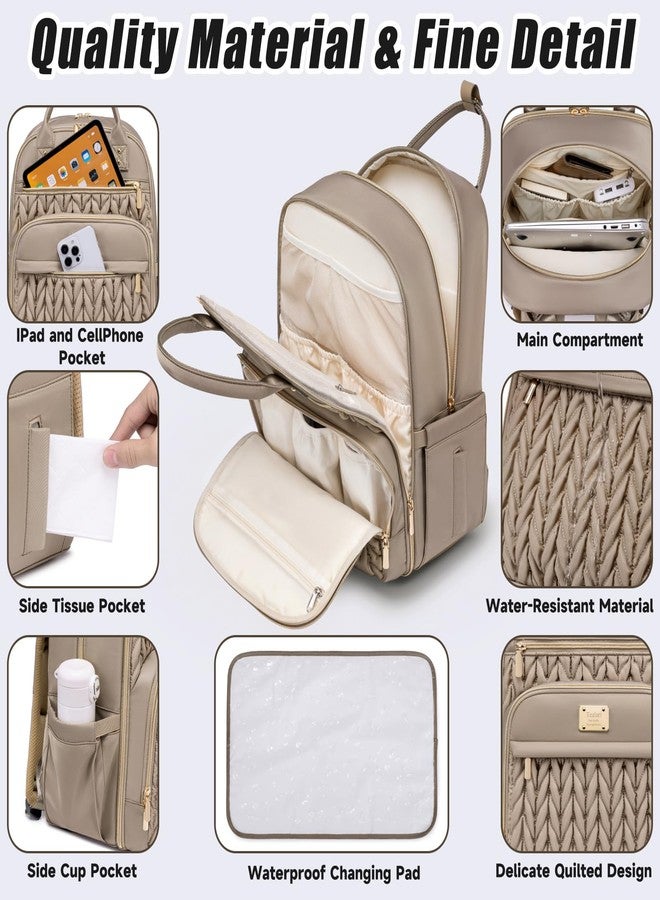 Tealari Diaper Bag Backpack,Stylish Baby Diaper Bag,Waterproof Travel Diaper Backpacks Baby Bags with Changing Pad,Stroller Straps,Insulated Pockets (Khaki) - Image 5