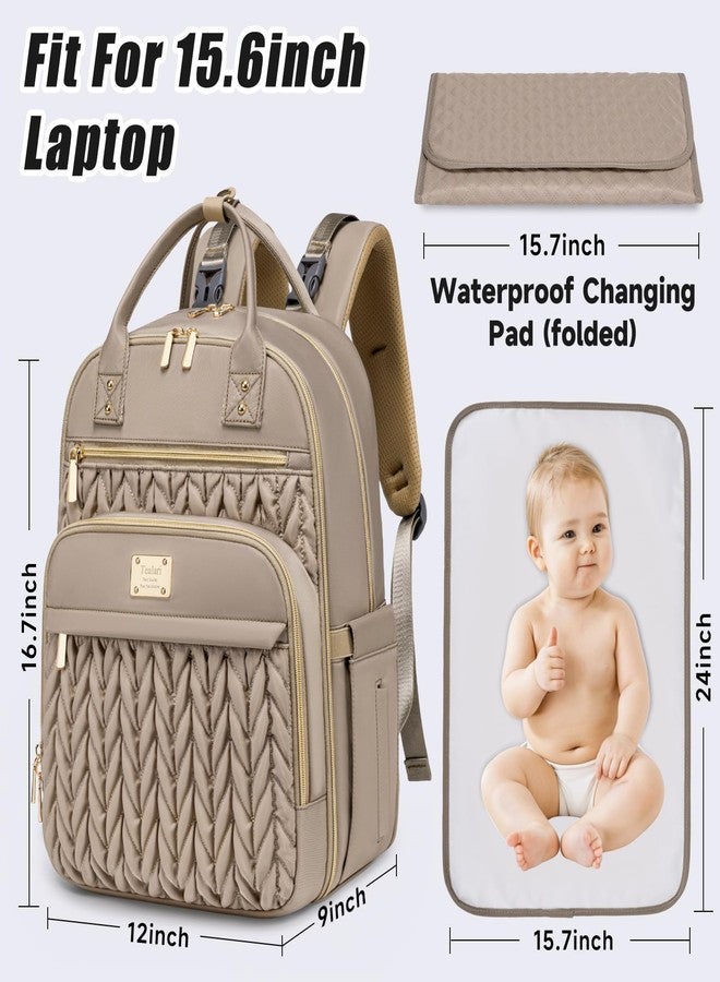 Tealari Diaper Bag Backpack,Stylish Baby Diaper Bag,Waterproof Travel Diaper Backpacks Baby Bags with Changing Pad,Stroller Straps,Insulated Pockets (Khaki) - Image 2