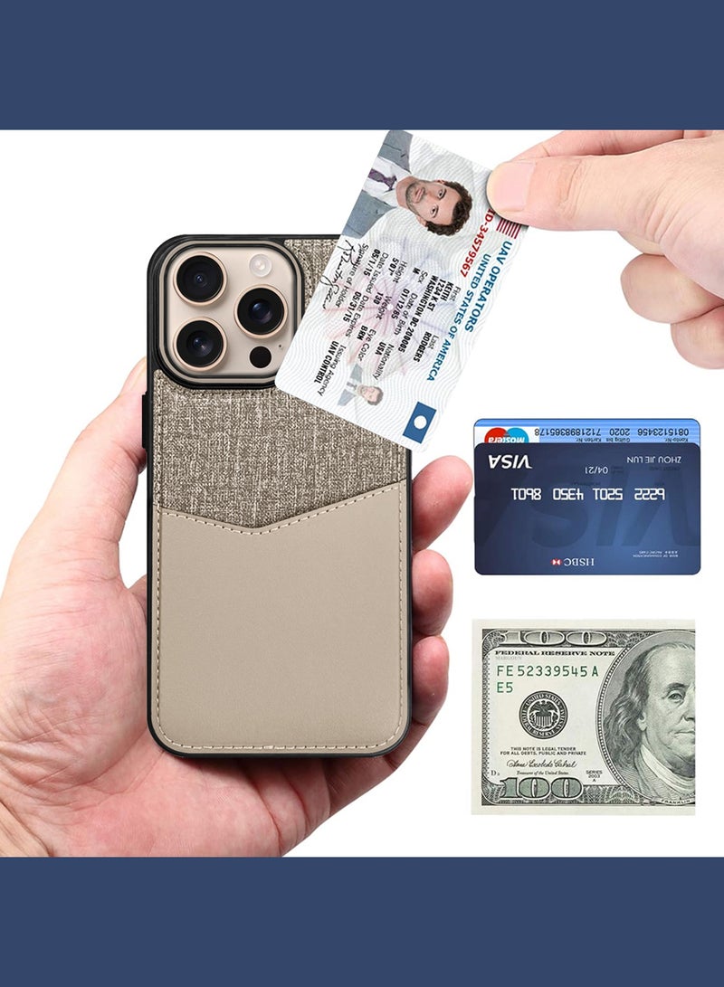 CATANES iPhone 16 Pro Max Card Case Leather Back Cover with Card Holder, Slim and Lightweight, 1-2 Cards - Cream - Image 2