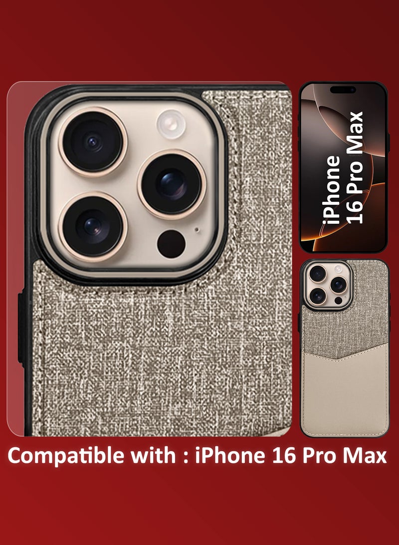 CATANES iPhone 16 Pro Max Card Case Leather Back Cover with Card Holder, Slim and Lightweight, 1-2 Cards - Cream - Image 5