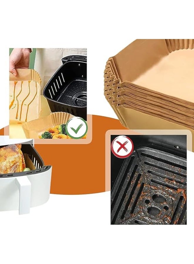 50 pcs Air Fryer Disposable Paper Liners, Non Stick Parchment Paper for Air Fryer, Square Food Grade Baking Paper - Image 3