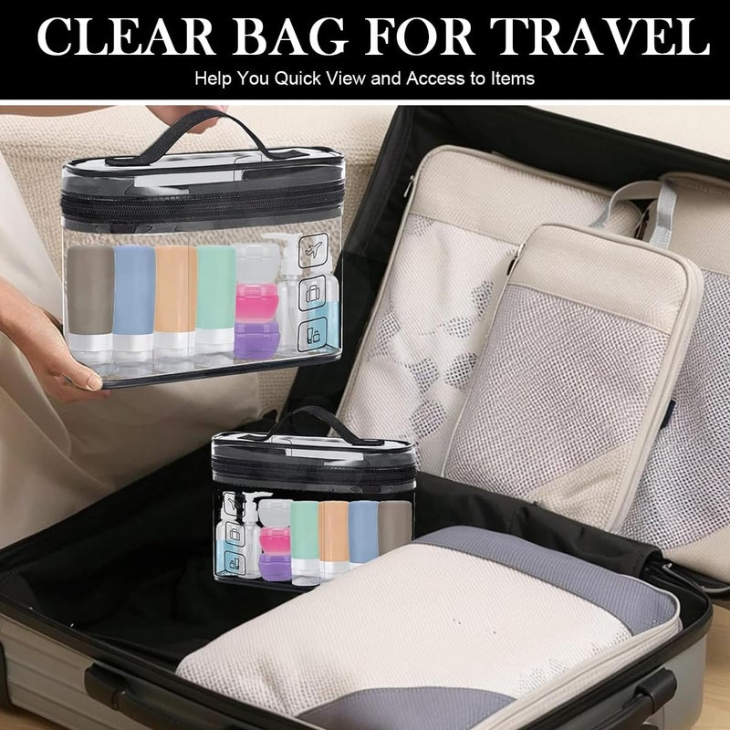 May Create MAYCREATE® 2Pcs Travel Toiletries Bags Makeup Bags Organizer Bag, Clear PVC Waterproof Makeup Bags with Handle, Portable Zip-Up Handbags for Cosmetics, Toiletries, and Essentials, 8.5x3x6.3 inch - Image 5