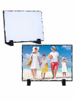 Sublimation Blank Slate Rock Stone Photo Frame, Thermal Transfer Stone Slab Rectangular Photo Frame with Display Stand for Heat Press (2 Pcs, 3.9 x 5.9 Inches)