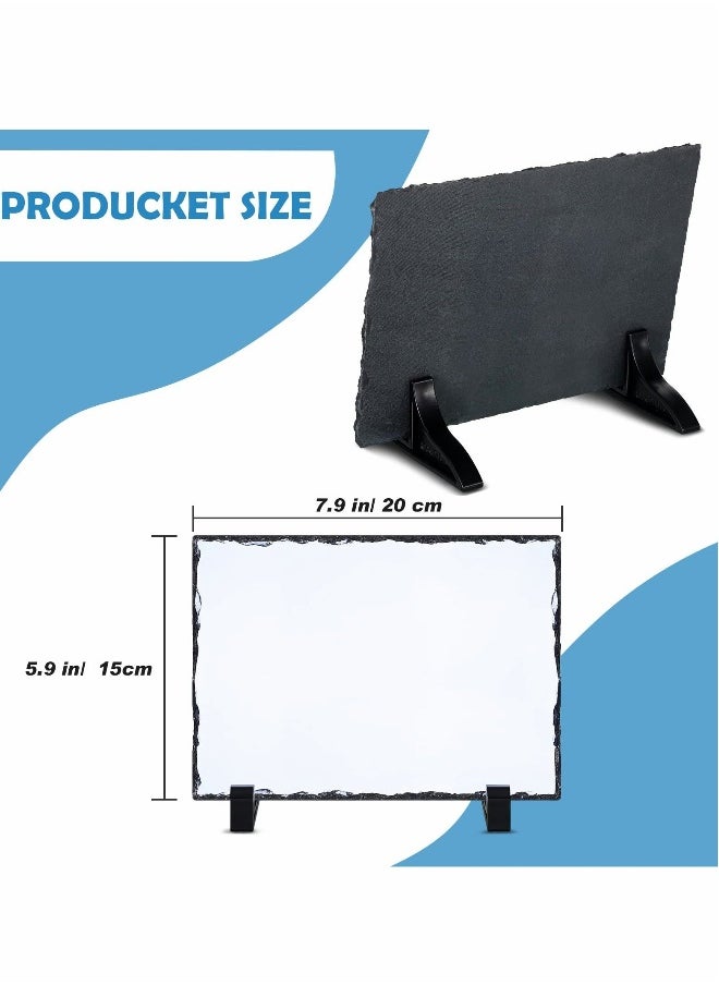 Generic - Sublimation Blank Slate Rock Stone Photo Frame, Thermal Transfer Stone Slab Rectangular Photo Frame with Display Stand for Heat Press (2 Pcs, 3.9 x 5.9 Inches) - Image 1