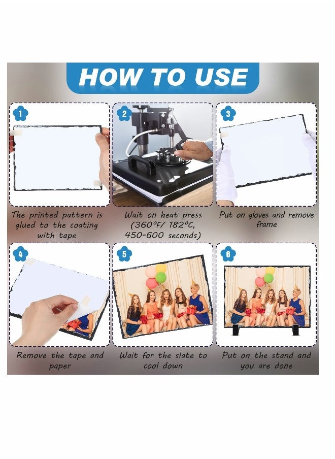 Generic - Sublimation Blank Slate Rock Stone Photo Frame, Thermal Transfer Stone Slab Rectangular Photo Frame with Display Stand for Heat Press (2 Pcs, 3.9 x 5.9 Inches) - Image 1