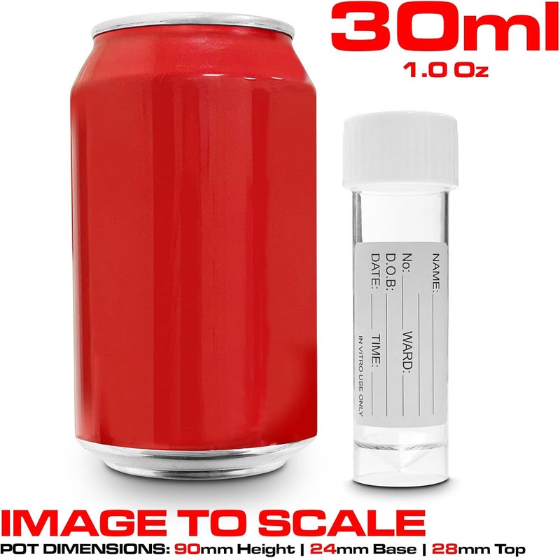 RE-Gen 20x 30ml Transperant Plastic Specimen Sample Container Pots - Secure Screw Top Lids, Clear Identification Label Markers - Image 3