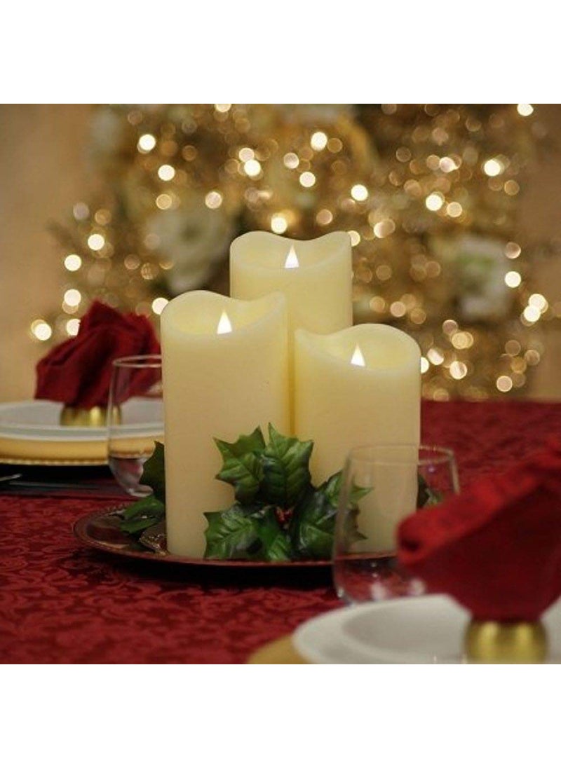 Infispace INFISPACE Acrylic Battery Operated Glass Pillar Candle With Moving Flame LED Light For Home Decoration Diwali & Christmas (Size: 6 X 7 X 9 X 7 X 6 Cm)- Set Of 5 Candles,White  - Image 3