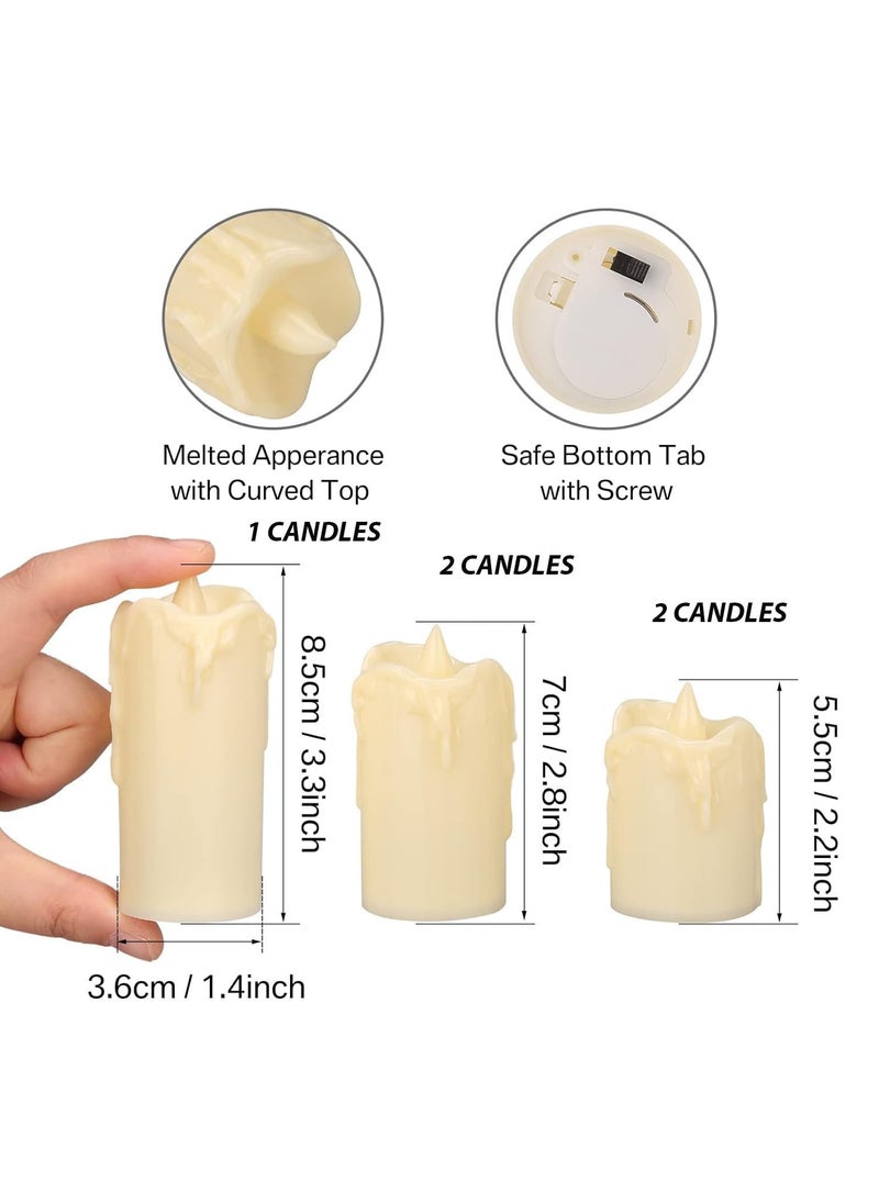 Infispace INFISPACE Acrylic Battery Operated Glass Pillar Candle With Moving Flame LED Light For Home Decoration Diwali & Christmas (Size: 6 X 7 X 9 X 7 X 6 Cm)- Set Of 5 Candles,White  - Image 2
