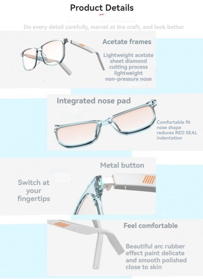 M MIAOYAN - New touch-hearing Bluetooth headset glasses smart glasses TWS interchangeable lenses for calls and music AI wireless anti-blue light headset glasses - Image 1