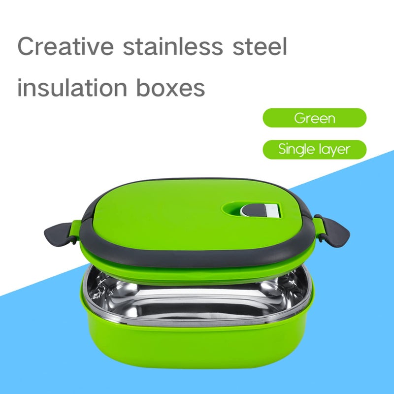 Raguso Thermal Food Box Container Green Insulated Food Container 1 Layer Insulation Box Stainless Steel Insulation Box Portable Lunch Containers for Home - Image 2