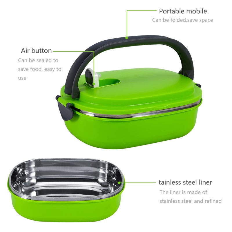 Raguso Thermal Food Box Container Green Insulated Food Container 1 Layer Insulation Box Stainless Steel Insulation Box Portable Lunch Containers for Home - Image 4