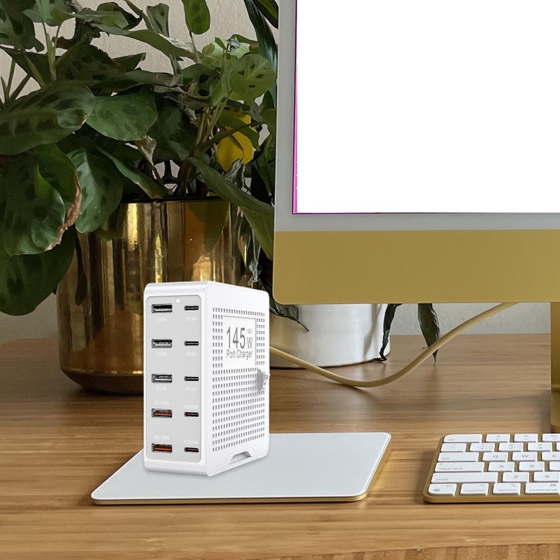 10 Port USB C Charging Station Fast Charger For Laptop Phone Tablet Watch Travel Office - Image 3
