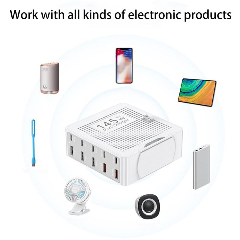 10 Port USB C Charging Station Fast Charger For Laptop Phone Tablet Watch Travel Office - Image 5