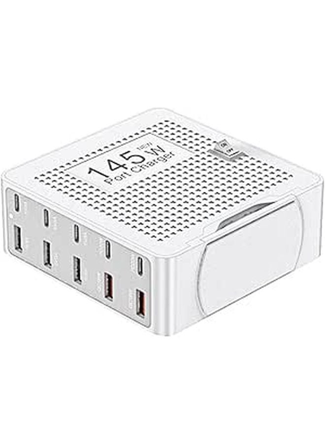 10 Port USB C Charging Station Fast Charger For Laptop Phone Tablet Watch Travel Office - Image 1