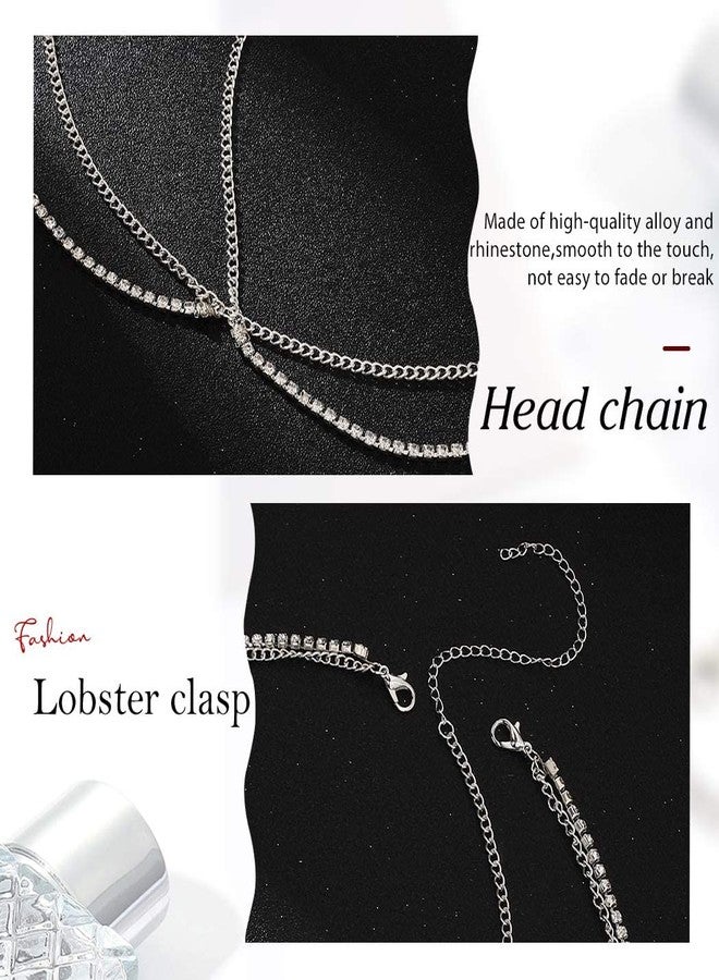Cerun 1 Pcs PremiumRhinestone Head Chain Jewelry Silver Bride WeddingHeadpiece Jewelry Festival Wedding Hair Accessories for Women - Image 4