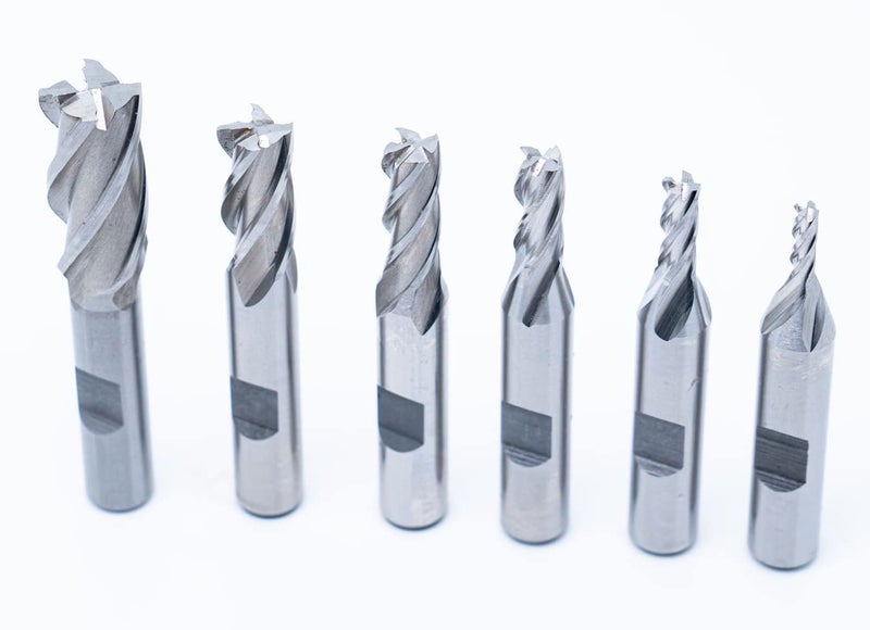 LLDSIMEX Single End 4 Flute Center Cutting End Mill 6PCS Set 1/8",3/16",1/4",5/16",3/8",1/2" with 3/8" Shank with Plastic Stand - Image 4