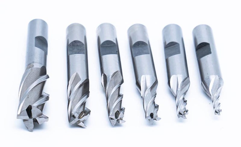 LLDSIMEX Single End 4 Flute Center Cutting End Mill 6PCS Set 1/8",3/16",1/4",5/16",3/8",1/2" with 3/8" Shank with Plastic Stand - Image 3