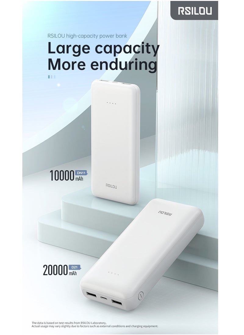 rsilou - DN11 10000mAh Capacity Power Bank, 37W total max Dual-Port Fast Charging, Smart Identification, Compact and Portable, Advanced Safety, 2 USB-A ports out and 1 USC-C in, Advanced Safety Features - Image 1