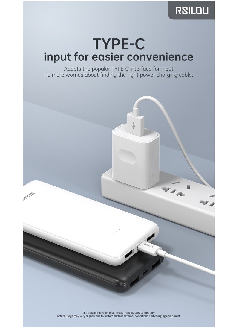 rsilou - DN11 10000mAh Capacity Power Bank, 37W total max Dual-Port Fast Charging, Smart Identification, Compact and Portable, Advanced Safety, 2 USB-A ports out and 1 USC-C in, Advanced Safety Features - Image 1