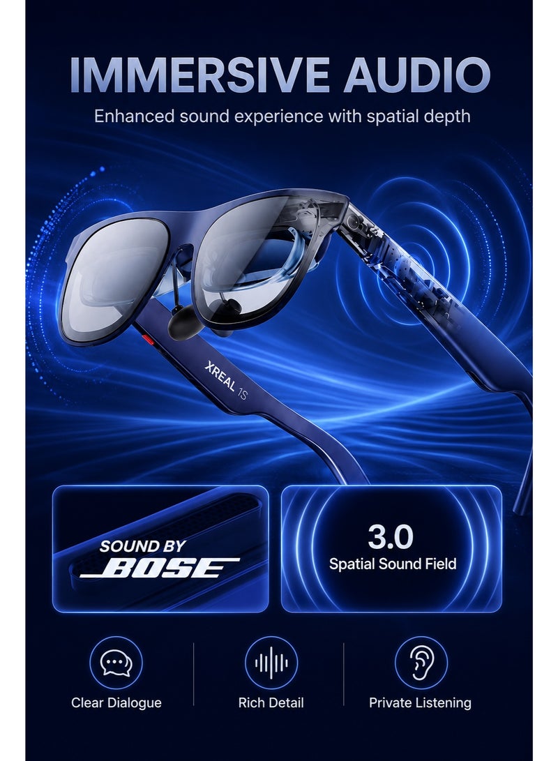 XREAL 1S AR Glasses With 500-Inch Virtual Screen, Real 3D Immersive Display, Bose Audio, 3.0 Spatial Sound Field, Eye Comfort, USB-C Plug & Play, Compatible With Phone Tablet Laptop Game Console - Image 5