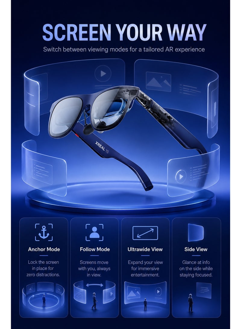XREAL 1S AR Glasses With 500-Inch Virtual Screen, Real 3D Immersive Display, Bose Audio, 3.0 Spatial Sound Field, Eye Comfort, USB-C Plug & Play, Compatible With Phone Tablet Laptop Game Console - Image 3